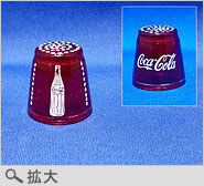国名・メーカー不詳 赤ガラスにコカ・コーラの瓶絵